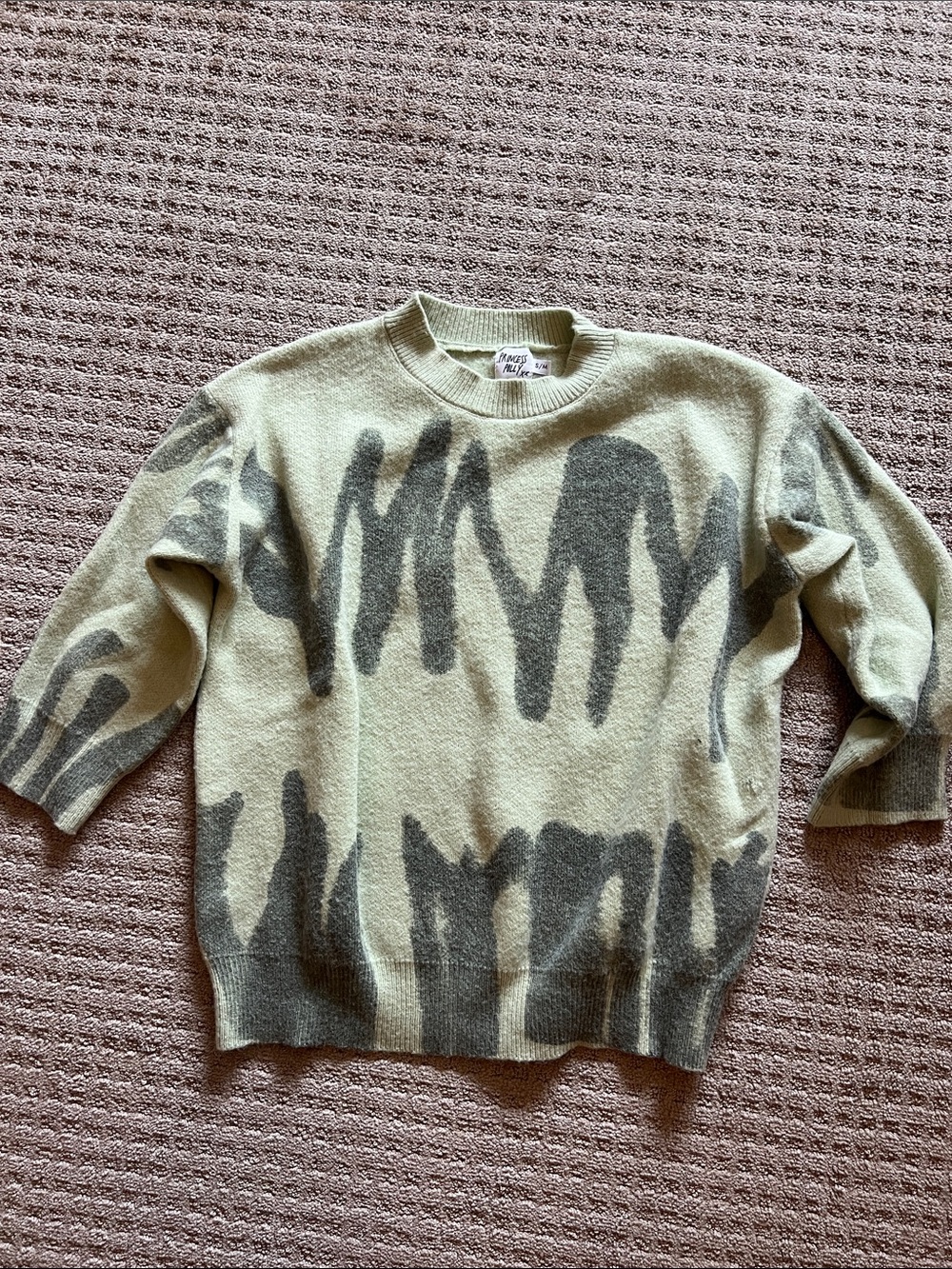 Princess Polly Squiggly Green Oversize Sweater